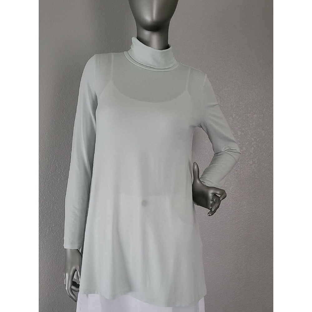 Eileen Fisher Light Green Scrunch Neck Tunic Top Size XXS